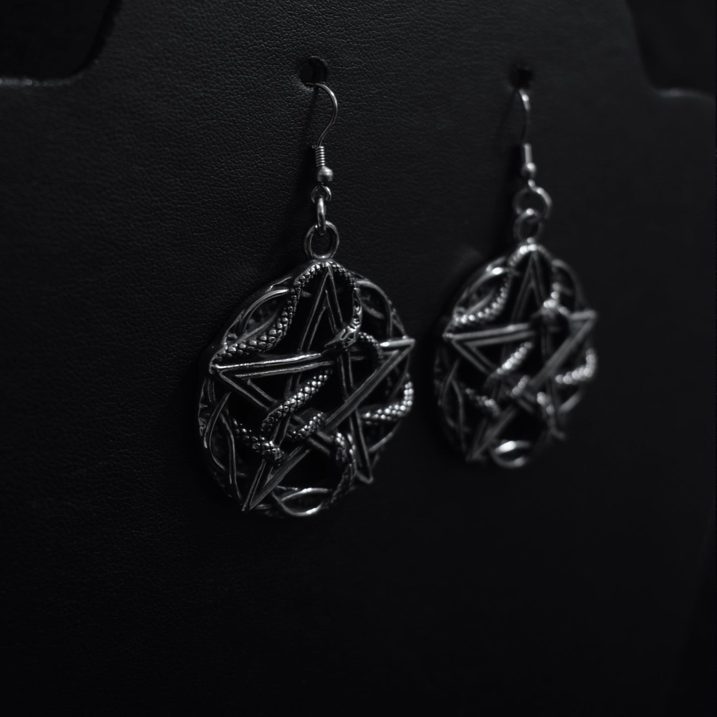 Pendiente serpent pentagram - Acero inoxidable