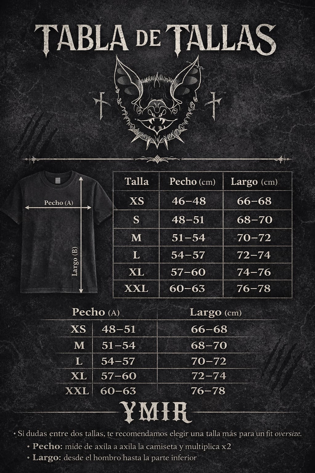 Camiseta gótica murciélago YMIR