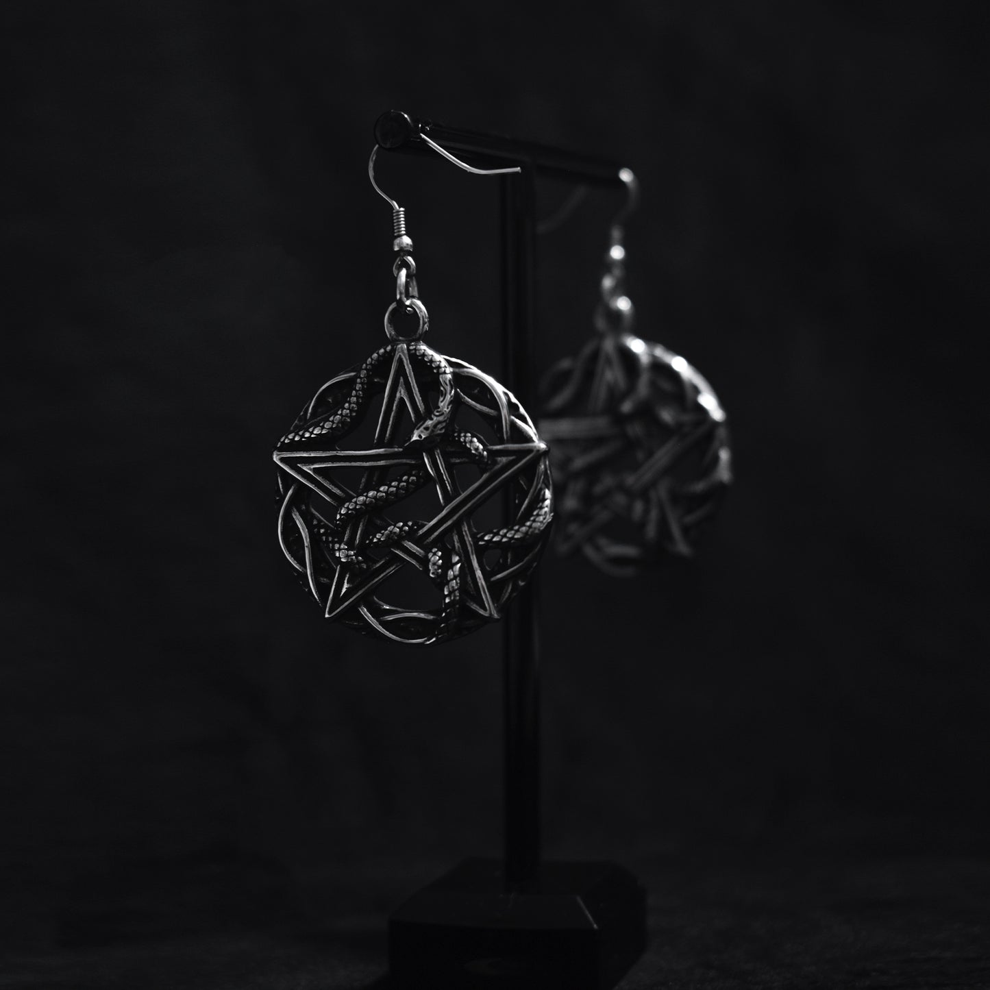 Pendiente serpent pentagram - Acero inoxidable