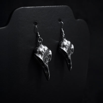 Pendientes Calavera de Cuervo Raven Sigil – Acero Inoxidable Gótico