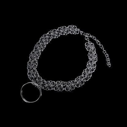 Dominion O-Ring – Collar Gótico de Acero Inoxidable con Cadena Entrelazada