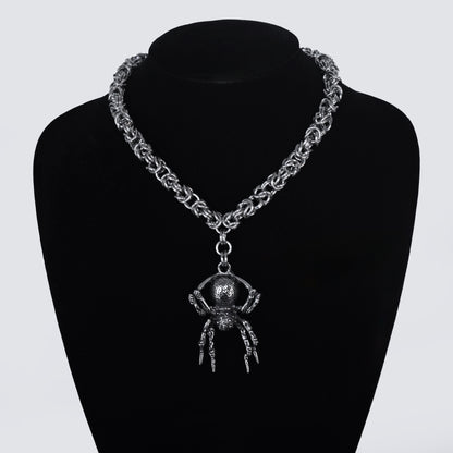 Nocturna Spider – Collar Gótico de Acero Inoxidable con Colgante de Araña