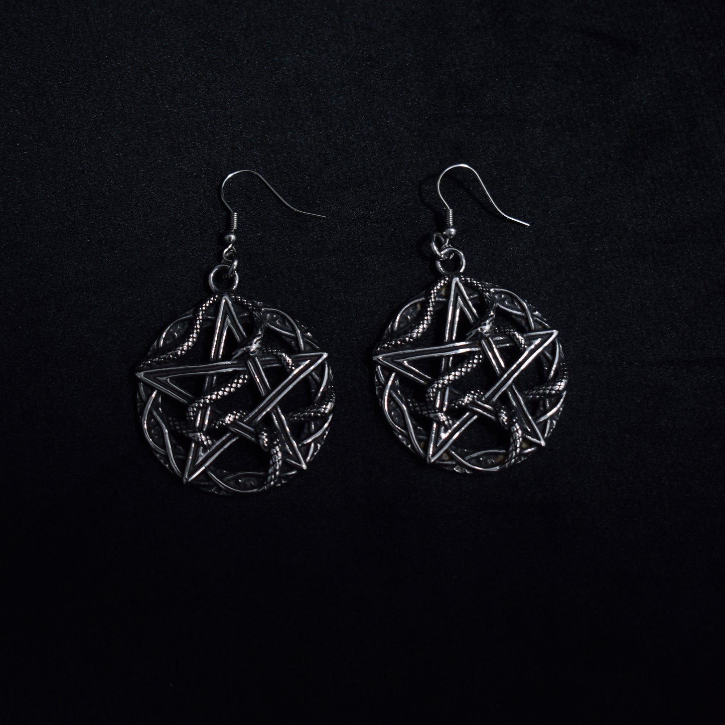 Pendiente serpent pentagram - Acero inoxidable