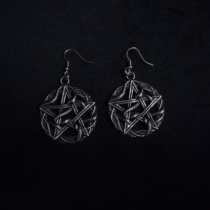 Pendiente serpent pentagram - Acero inoxidable