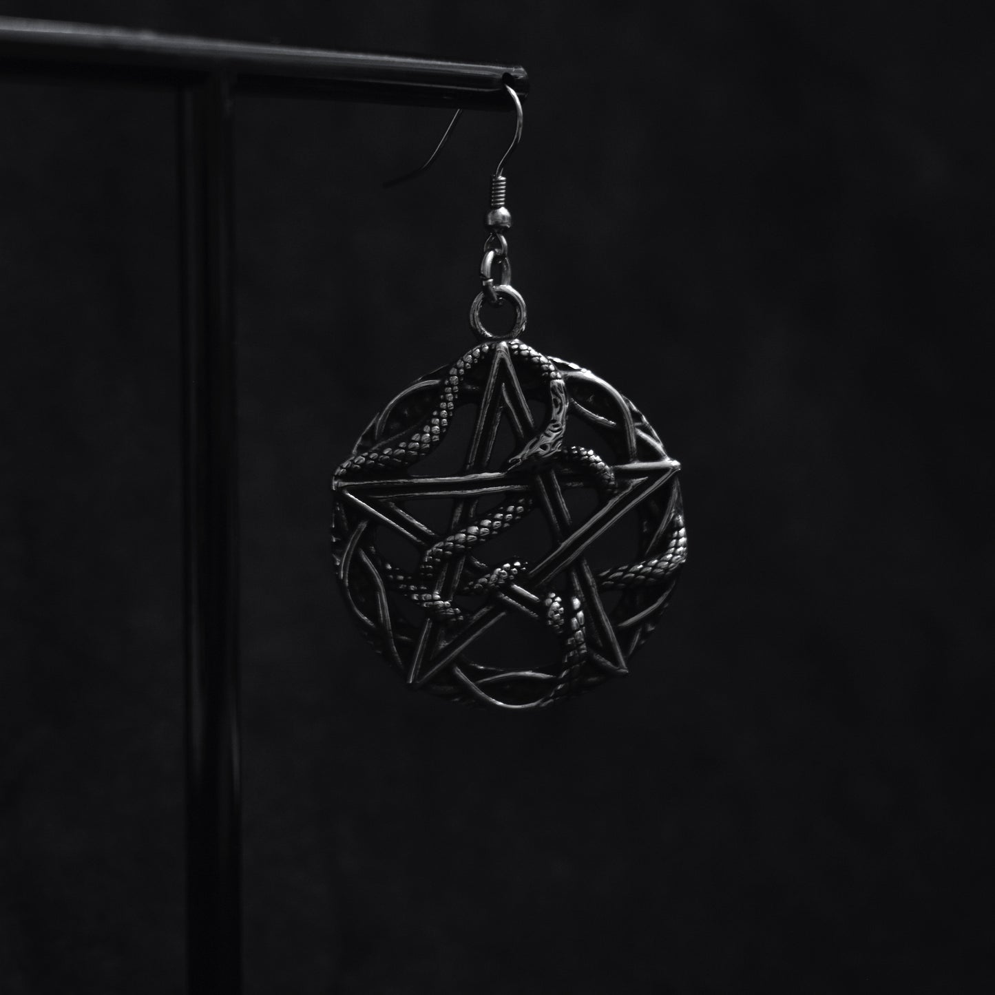 Pendiente serpent pentagram - Acero inoxidable