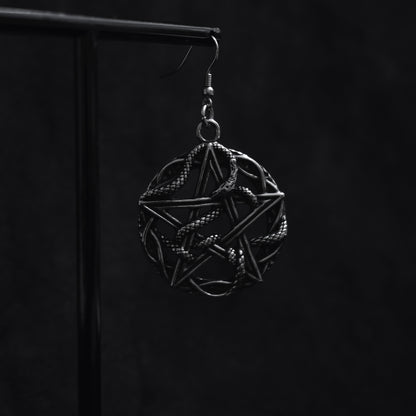 Pendiente serpent pentagram - Acero inoxidable