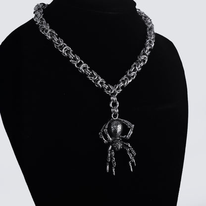 Nocturna Spider – Collar Gótico de Acero Inoxidable con Colgante de Araña
