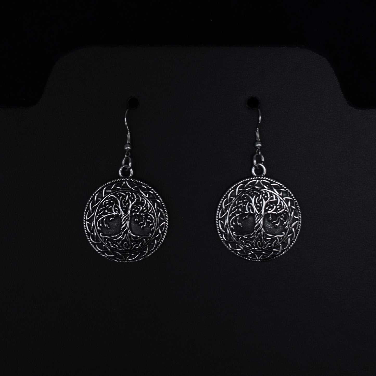 Pendientes Árbol de la Vida Gótico – Acero Inoxidable | Símbolo Nórdico Dark