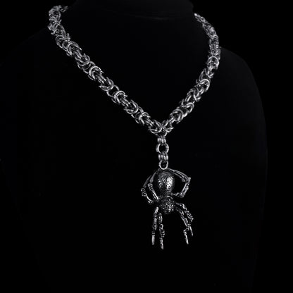 Nocturna Spider – Collar Gótico de Acero Inoxidable con Colgante de Araña