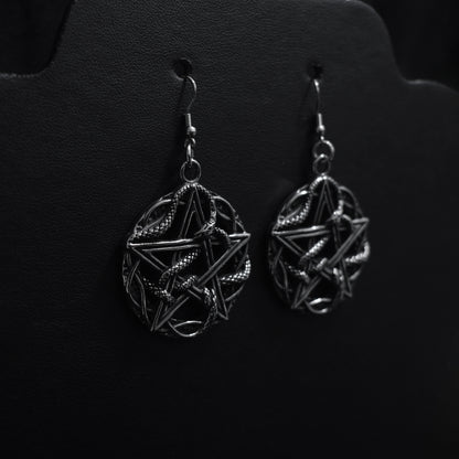 Pendiente serpent pentagram - Acero inoxidable