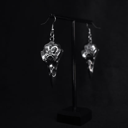 Pendientes Calavera de Cuervo Raven Sigil – Acero Inoxidable Gótico