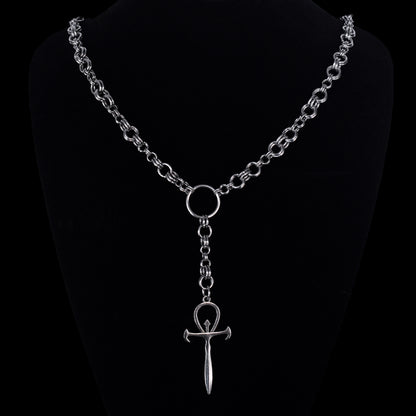 Collar Gótico Ankh Cadena Acero Inoxidable – Estilo Dark / Alternativo YMIR