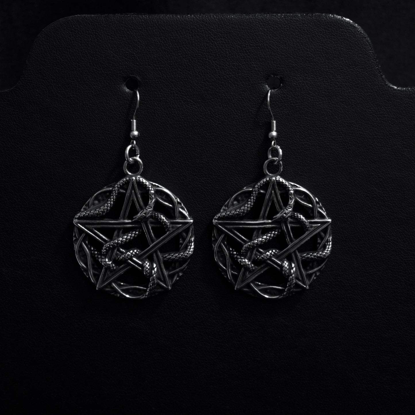 Pendiente serpent pentagram - Acero inoxidable