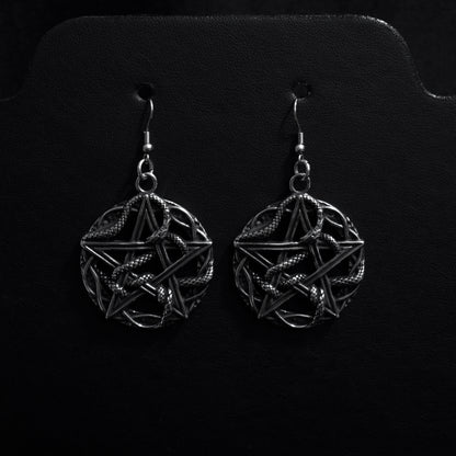 Pendiente serpent pentagram - Acero inoxidable