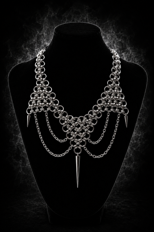 Collar de Malla Triangular con Cadenas