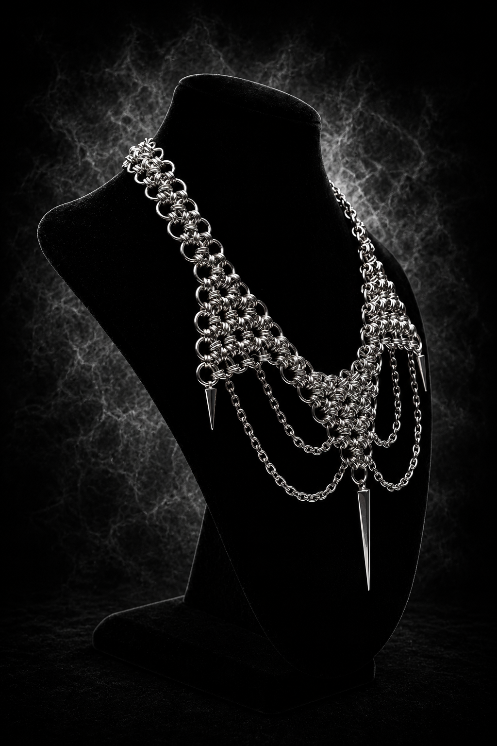Collar de Malla Triangular con Cadenas